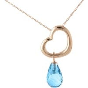 Blue Topaz Marissa Heart Drop Pendant Necklace in 9ct Rose Gold