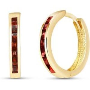 Garnet Isabel Mosaic Huggie Earrings in 9ct Gold
