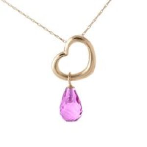 Pink Topaz Marissa Heart Drop Pendant Necklace in 9ct Rose Gold