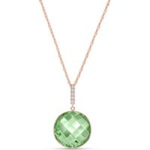 Green Amethyst & Diamond Blythe Embellished Pendant Necklace in 9ct Rose Gold