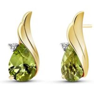 Peridot & Diamond Veronica Stud Earrings in 9ct Gold