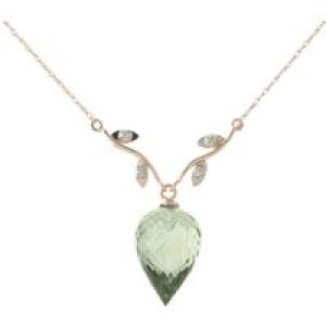 Green Amethyst & Diamond Gwen Dimensional Vine Pendant Necklace in 9ct Rose Gold