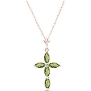 Green Amethyst & Diamond Evelyn Contemporary Cross Pendant Necklace in 9ct Rose Gold