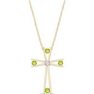 Peridot & Diamond Eva Abstract Cross Pendant Necklace in 9ct Gold