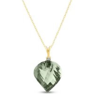 Green Amethyst & Diamond Salma Dimensional Abstract Pendant Necklace in 9ct Gold