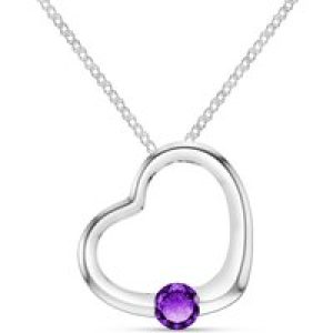 Amethyst Colette Heart Pendant Necklace in 9ct White Gold