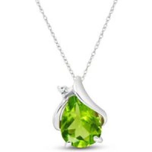 Peridot & Diamond Bethany Encased Pendant Necklace in 9ct White Gold
