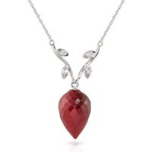 Ruby & Diamond Gwen Dimensional Vine Pendant Necklace in 9ct White Gold