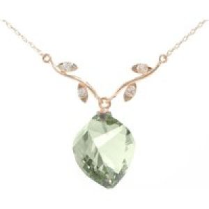 Green Amethyst & Diamond Salma Dimensional Vine Pendant Necklace in 9ct Rose Gold