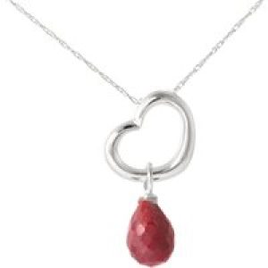 Ruby Marissa Heart Drop Pendant Necklace in 9ct White Gold
