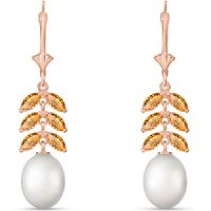 Pearl & Citrine Fiora Vine Drop Earrings in 9ct Rose Gold