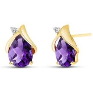 Amethyst & Diamond Bethany Encased Stud Earrings in 9ct Gold