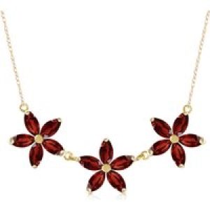 Garnet Petunia Floral Pendant Necklace in 9ct Gold