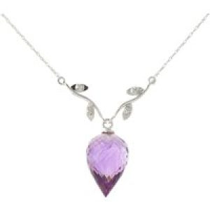 Amethyst & Diamond Gwen Dimensional Vine Pendant Necklace in 9ct White Gold
