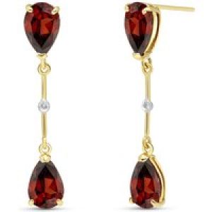 Garnet & Diamond Drop Earrings in 9ct Gold