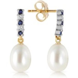 Pearl, Sapphire & Diamond Avery Embellished Stud Drop Earrings in 9ct Gold