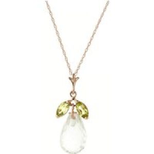 White Topaz & Peridot Claudia Petal Drop Pendant Necklace in 9ct Rose Gold