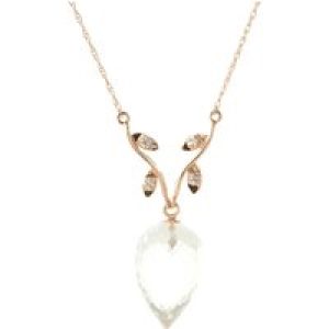 White Topaz & Diamond Gwen Dimensional Vine Pendant Necklace in 9ct Rose Gold