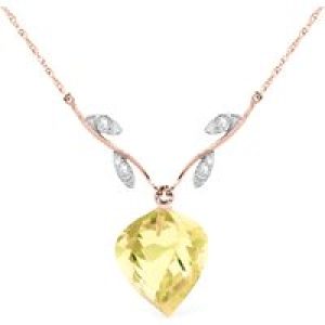 Lemon Quartz & Diamond Salma Dimensional Vine Pendant Necklace in 9ct Rose Gold