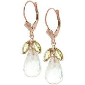 Peridot & White Topaz Claudia Petal Drop Earrings in 9ct Rose Gold