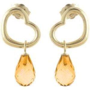Citrine Marissa Heart Stud Drop Earrings in 9ct Gold