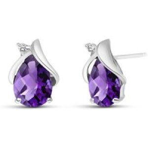 Amethyst & Diamond Bethany Encased Stud Earrings in 9ct White Gold