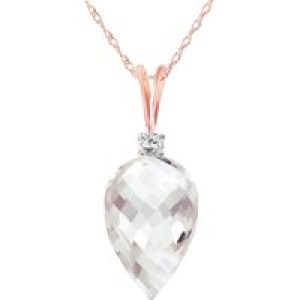 White Topaz & Diamond Gwen Dimensional Pendant Necklace in 9ct Rose Gold