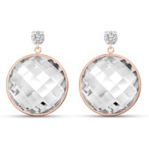 White Topaz & Diamond Blythe Dimensional Stud Drop Earrings in 9ct Rose Gold