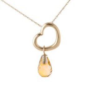 Citrine Marissa Heart Drop Pendant Necklace in 9ct Rose Gold