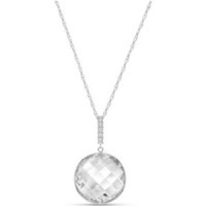 White Topaz & Diamond Blythe Embellished Pendant Necklace in 9ct White Gold