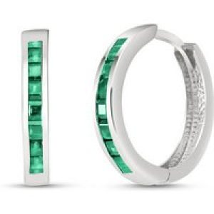 Emerald Isabel Mosaic Huggie Earrings in 9ct White Gold