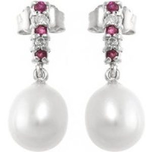 Pearl, Ruby & Diamond Avery Embellished Stud Drop Earrings in 9ct White Gold