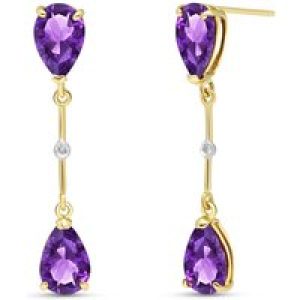 Amethyst & Diamond Drop Earrings in 9ct Gold