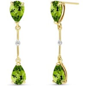 Peridot & Diamond Drop Earrings in 9ct Gold