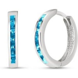 Blue Topaz Isabel Mosaic Huggie Earrings in 9ct White Gold