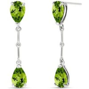 Peridot & Diamond Drop Earrings in 9ct White Gold