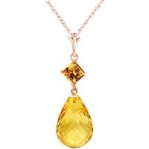 Citrine Ada Dimensional Drop Pendant Necklace in 9ct Rose Gold