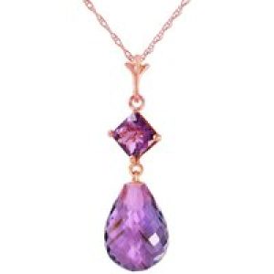 Amethyst Ada Dimensional Drop Pendant Necklace in 9ct Rose Gold