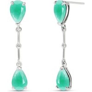 Emerald & Diamond Drop Earrings in 9ct White Gold
