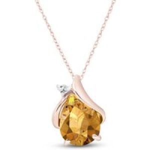 Citrine & Diamond Bethany Encased Pendant Necklace in 9ct Rose Gold