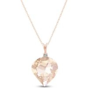 White Topaz & Diamond Salma Dimensional Abstract Pendant Necklace in 9ct Rose Gold