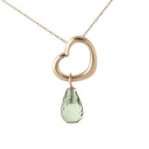 Green Amethyst Marissa Heart Drop Pendant Necklace in 9ct Rose Gold
