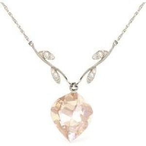 White Topaz & Diamond Salma Dimensional Vine Pendant Necklace in 9ct White Gold