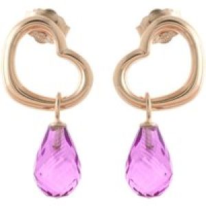 Pink Topaz Marissa Heart Stud Drop Earrings in 9ct Rose Gold