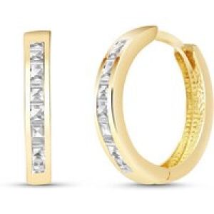 White Topaz Isabel Mosaic Huggie Earrings in 9ct Gold