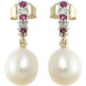 Pearl, Ruby & Diamond Avery Embellished Stud Drop Earrings in 9ct Gold