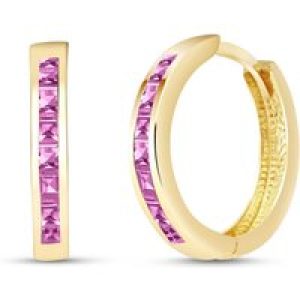 Pink Sapphire Isabel Mosaic Huggie Earrings in 9ct Gold