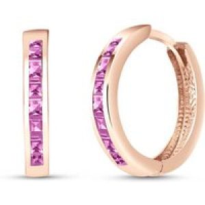 Pink Sapphire Isabel Mosaic Huggie Earrings in 9ct Rose Gold