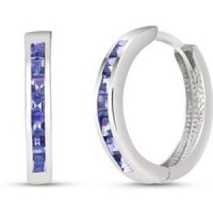 Tanzanite Isabel Mosaic Huggie Earrings in 9ct White Gold