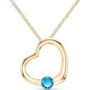 Blue Topaz Colette Heart Pendant Necklace in 9ct Gold